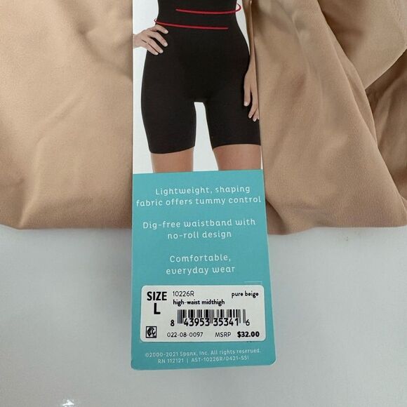 NWT Assets by SPANX High-Waisted Mid-Thigh Short Tan in Color Sz Large - Picture 5 of 5